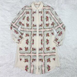 Tory Burch Cora Garden Veil 100% Silk Blouse Dress Cardigan Sz 00